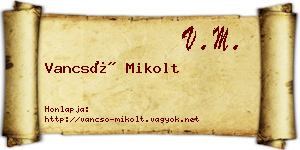 Vancsó Mikolt névjegykártya